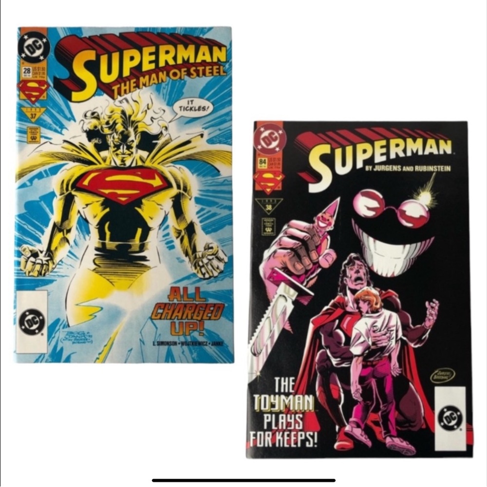Superman The Man of Steel #28 & Superman #84, Dec 93, Vintage UPC Logo Variant